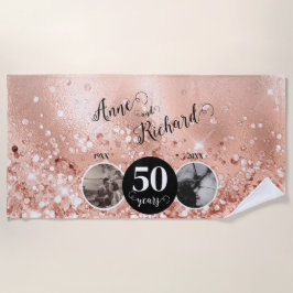 2 Photo Then and Now 結婚 ANY YEAR ビーチタオル