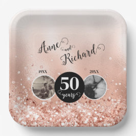 2 Photo Then and Now 結婚 ANY YEAR ペーパープレート