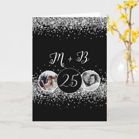 2 Photo Then And Now 結婚's Anniversary カード (黄色い花)