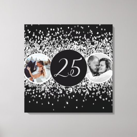 2 Photo Then And Now 結婚's Anniversary キャンバスプリント (正面)