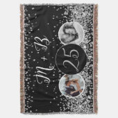 2 Photo Then And Now 結婚's Anniversary スローブランケット (正面縦)