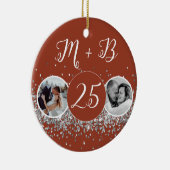 2 Photo Then And Now 結婚's Anniversary セラミックオーナメント (右)