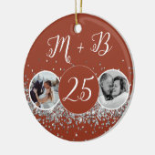 2 Photo Then And Now 結婚's Anniversary セラミックオーナメント (左)