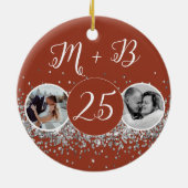 2 Photo Then And Now 結婚's Anniversary セラミックオーナメント (裏面)