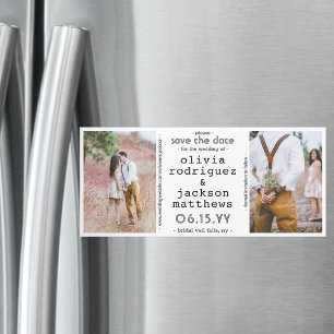 2 Photo Unique Modern Wedding Save the Date マグネット招待状