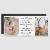 2 Photo Unique Modern Wedding Save the Date マグネット招待状 (正面/裏面)