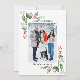 2 PHOTO Water color Mistletoe Holly Berry Christma シーズンカード