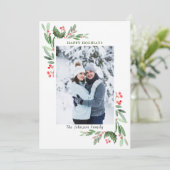 2 PHOTO Water color Mistletoe Holly Berry Christma シーズンカード (スタンド正面)