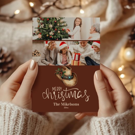 2 Photo Western Cowboy Hat Christmas シーズンカード