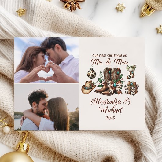 2 Photo Western First Christmas As Mrs and Mr シーズンカード