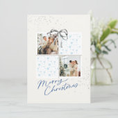 2-Photo X-mas Present Card Soft Snow Silver Bow 招待状 (スタンド正面)