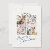 2-Photo X-mas Present Card Ugly Sweater Silver Bow 招待状 (正面)