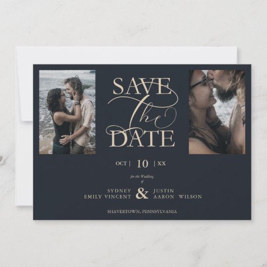 2 Photos Blue Chic Trendy Collage Wedding Covid19 (正面)