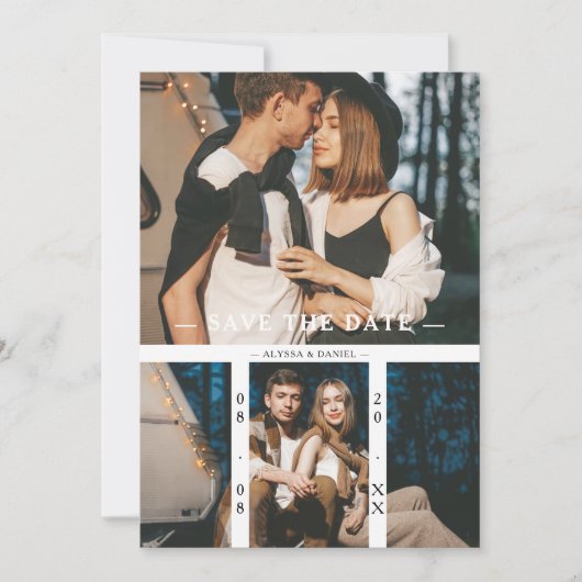 2 Photos Chic Trendy Collage Wedding Minimalist セーブザデート (正面)