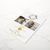 2 Photos Collage Modern Initials Floral Anagram 箔招待状 (回転した状態)