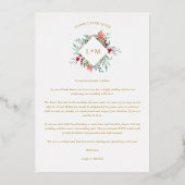 2 Photos Collage Modern Initials Floral Anagram 箔招待状 (裏面)