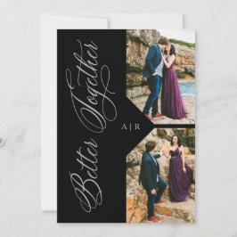 2 Photos Collage Silver Whimsical Luxury Modern 招待状