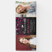 2 Photos Congratulations Hot Pink Bokeh Graduation 横断幕 (縦)