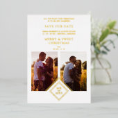 2 Photos Fancy MR & MRS Christmas Wedding 箔シーズンカード (立ち正面)