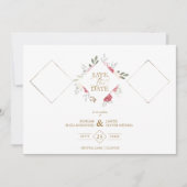 2 Photos Fancy Romantic Pink Shades Floral Bouquet セーブザデート (正面)