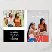 2 Photos Graduates Simple Graduation Real 箔招待状 (正面)