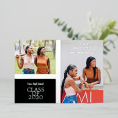 2 Photos Graduates Simple Graduation Real 箔招待状 (立ち正面)