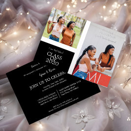 2 Photos Graduates Simple Graduation Real 箔招待状