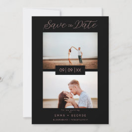 2 Photos Modern Collage Wedding Wimshical Script セーブザデート