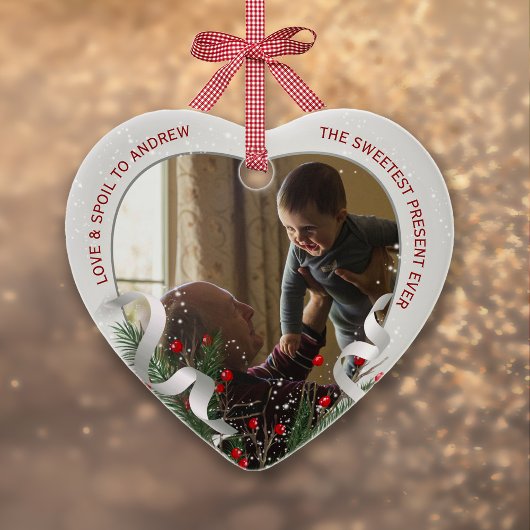 2 Photos New Grandpa New Baby Photo Silver Frame オーナメント