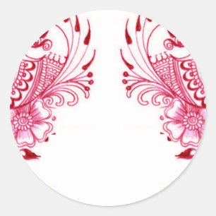 2 Pink Mehndi Henna peacock art ラウンドシール