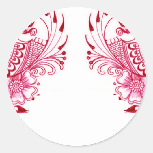 2 Pink Mehndi Henna peacock art ラウンドシール (正面)