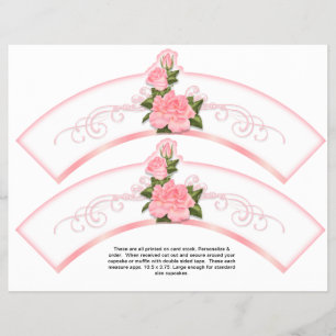 2 Pink Roses汎用Personalize Cupcake Wrapper チラシ