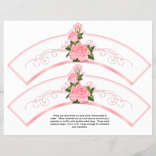 2 Pink Roses汎用Personalize Cupcake Wrapper チラシ (正面)