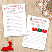 2 Printable Christmas Games Scattegories Card 招待状