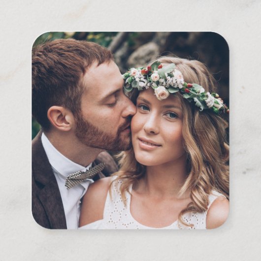 2 QRコードの結婚WebサイトとRSVPスクエアフォト エンクロージャーカード (裏面)