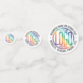 2 QRコードジェネレータとビジネスロゴのホワイトテーブル コンフェッティ (正面)