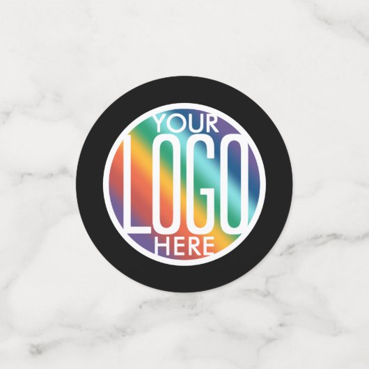 2 QRコードジェネレータとビジネスロゴ黒い表 コンフェッティ (スモール正面)