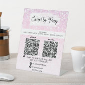 *~* 2 QR支払い – ピンクテーブルトップテーブルテント 台座サイン (インサイチュ)