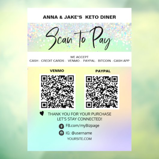 *~* 2 QR支払い – レインボーウィンドウ領域をスキャンして支払う ウィンドウサイン (シート3)