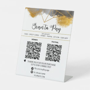 *~* 2 QR支払いCRYSTAL卓上テーブルテント 台座サイン