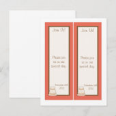 2 Red/Cremeのケーキ結婚日付ブックマークを保存 案内ポストカード (正面/裏面)