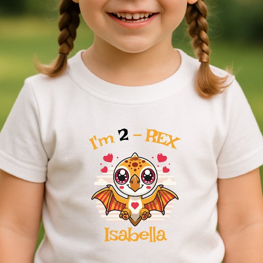 2-Rex Birthday Shirt – Custom Name Gift トドラーTシャツ