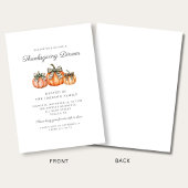 2 Rustic Orange Pumpkin Thanksgiving Dinner 招待状