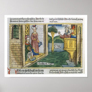 2 Samuel 11 1-5 David sees Bathsheba bathing, from ポスター