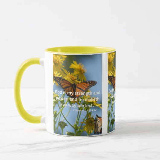 2 Samuel 22:33 KJVバイブル聖なる書物、 経典Pic Two-Tone マグカップ (左)