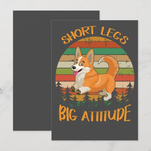 2 Short Legs Big Attitude corgi 招待状 (正面/裏面)