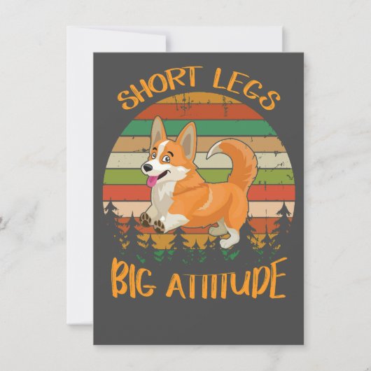 2 Short Legs Big Attitude corgi 招待状 (正面)