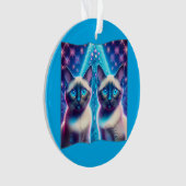 2 Siamese Kittens Posing In With Christmas Tree オーナメント (正面)