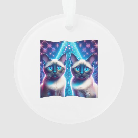 2 Siamese Kittens Posing In With Christmas Tree オーナメント (裏面)