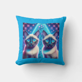 2 Siamese Kittens Posing In With Christmas Tree クッション